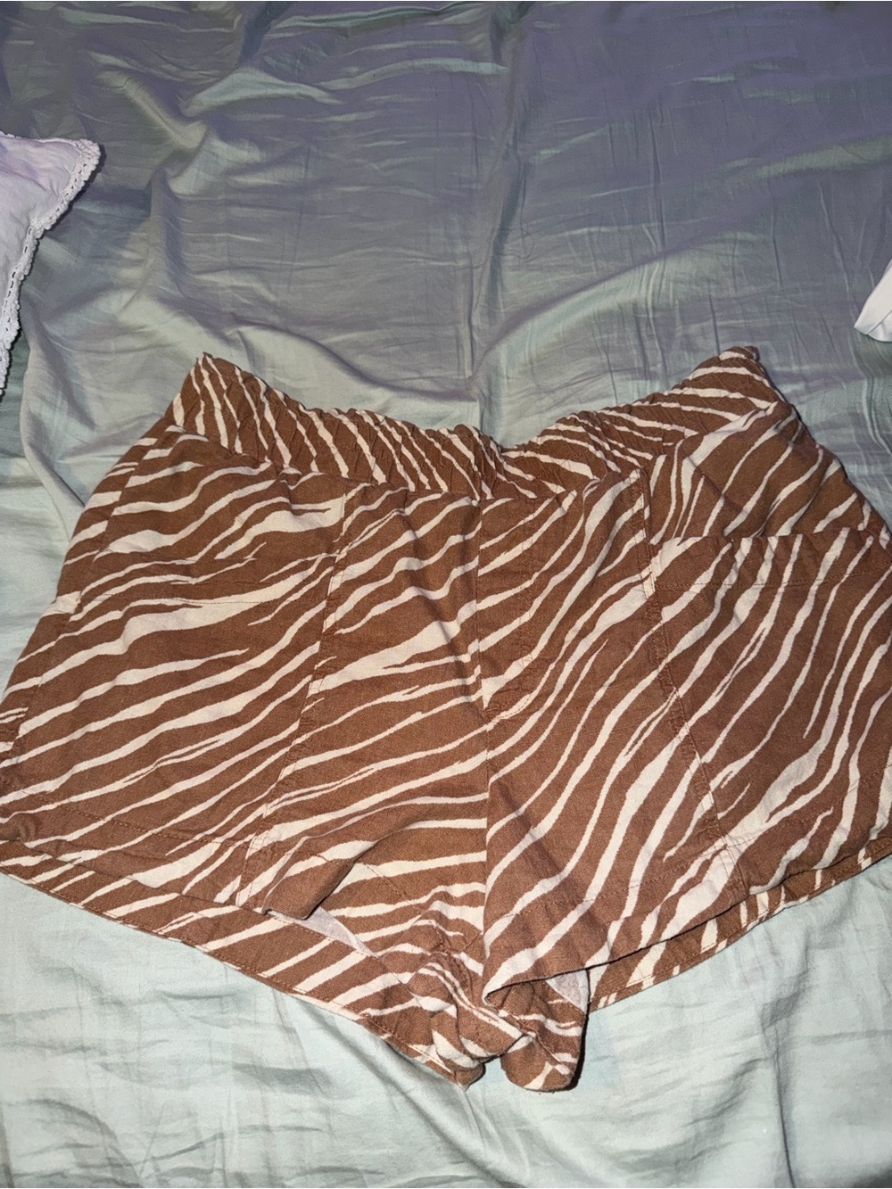 a new day Brown and Cream Zebra-Print Athletic Shorts